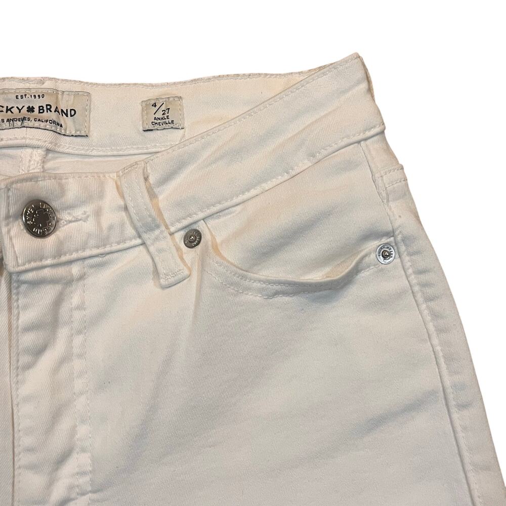 Lucky Brand Women Size 4/27 Cheville White Skinny Ankle Jeans Mid Rise Cone